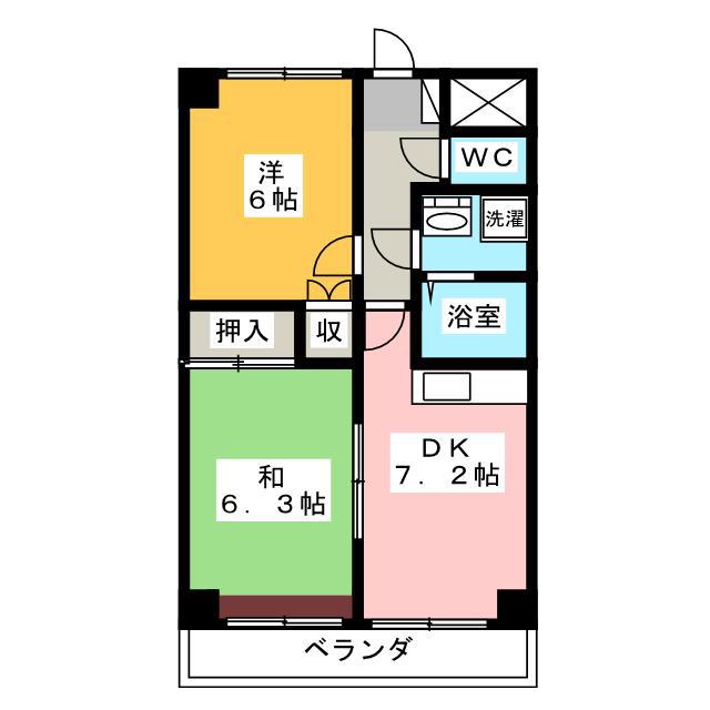 サンライト旭が丘(2DK/2階)の間取り写真