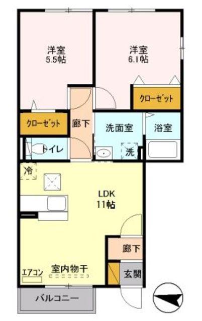 アメニティーハウス II(2LDK/1階)の間取り写真