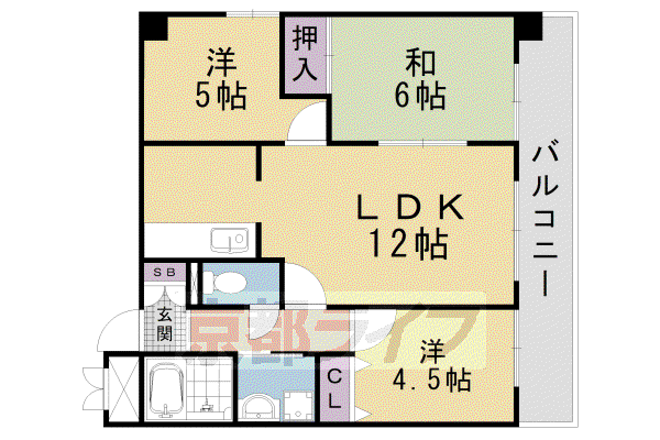 グレースコンフォート御陵(3LDK/2階)の間取り写真