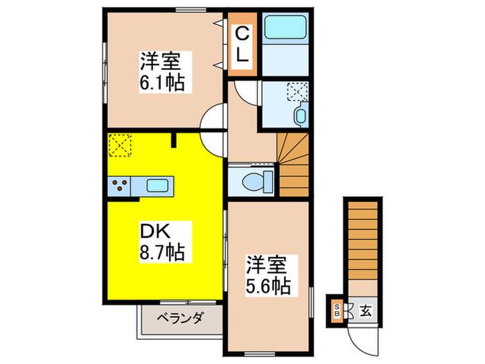 ルミノーサ南荻窪A(2DK/1階)の間取り写真