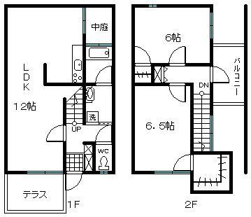 ミッドカラースクエア(2LDK/1階)の間取り写真