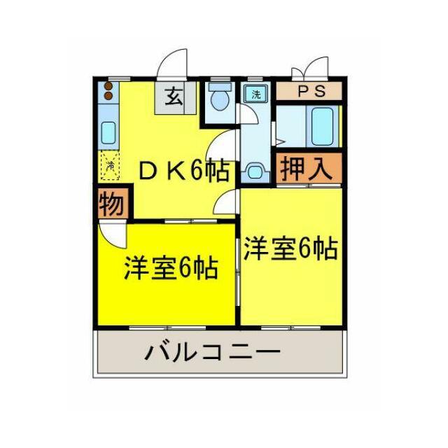 パ-ルハイム(2DK/1階)の間取り写真