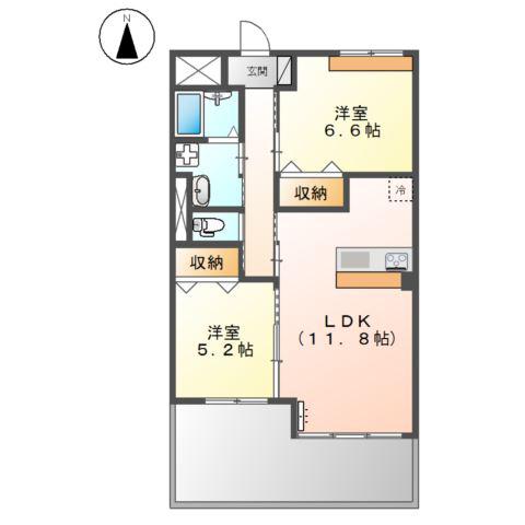 プレミアエムズ(2LDK/1階)の間取り写真