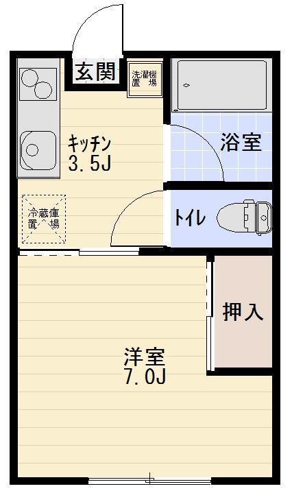 ユースガーデン仙北(1K/2階)の間取り写真