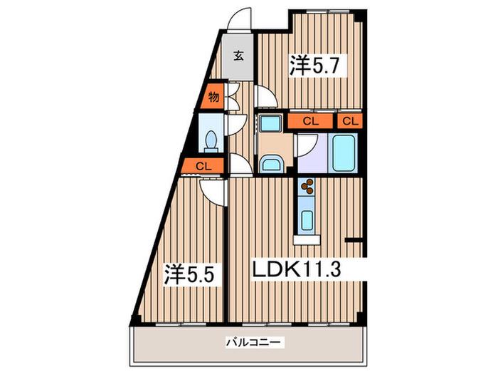 インシーズン向ヶ丘(2LDK/2階)の間取り写真