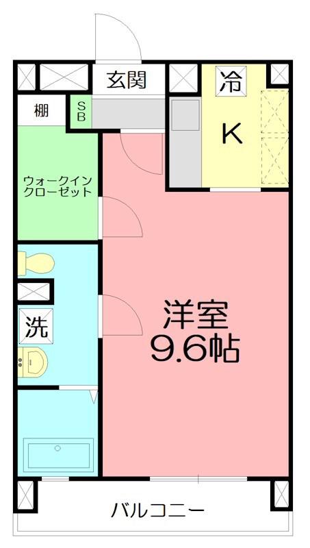 オセアン ブルー(1K/2階)の間取り写真