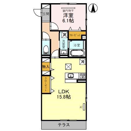 D-ROOM南塚口(1LDK/3階)の間取り写真