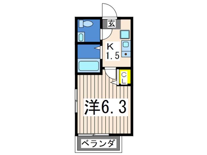 プライムレーベルMM SUD(1K/2階)の間取り写真