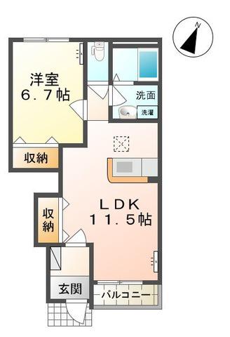 クレシェンテ(1LDK/1階)の間取り写真