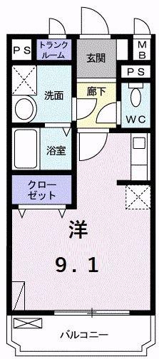 KURASUKA12(ワンルーム/1階)の間取り写真
