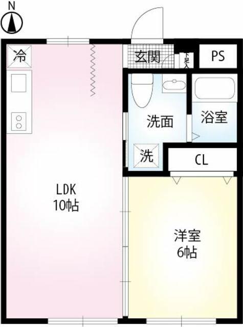 秀マンション(1LDK/2階)の間取り写真