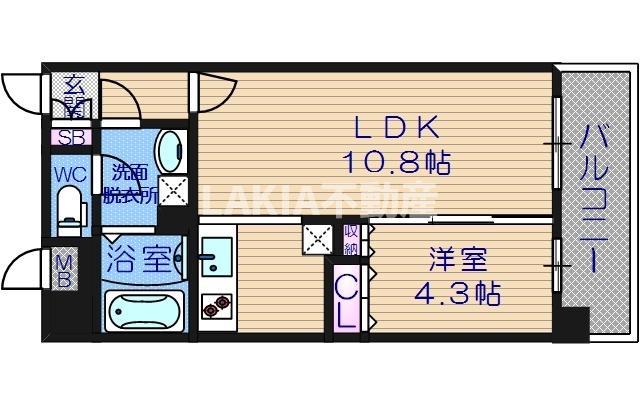 アール・オーハイム松崎町(1LDK/6階)の間取り写真