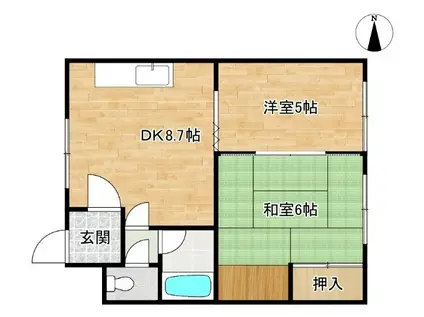 春日ハイツA・B(2DK/2階)の間取り写真