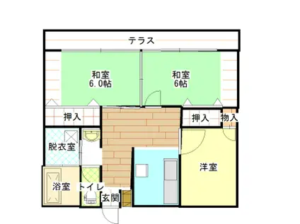 コーポ大和初期費用3万円のみで入居可能(3DK/1階)の間取り写真