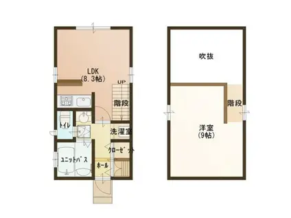 ヴィレッタ牡丹山A(1LDK/1階)の間取り写真