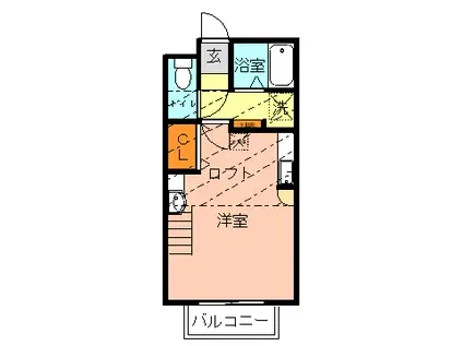 メゾン・ド・ティアラ(ワンルーム/2階)の間取り写真