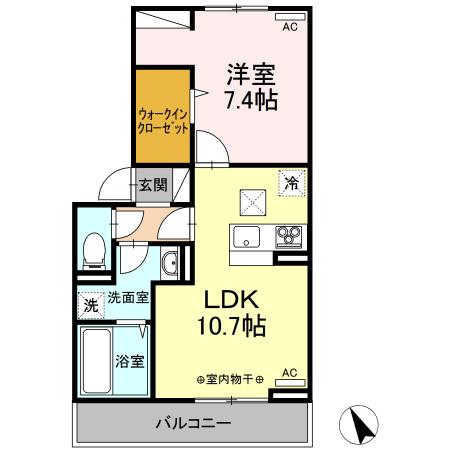 グランテラス紫塚 III(1LDK/1階)の間取り写真