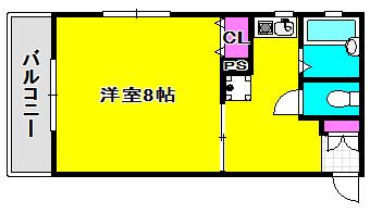 ラックコウベ(1K/1階)の間取り写真