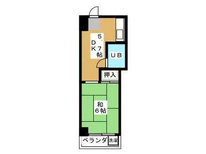 プレジデントハイム(1DK/2階)の間取り写真