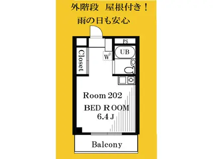 西武池袋線 狭山ケ丘駅 徒歩3分 3階建 築32年(ワンルーム/2階)の間取り写真