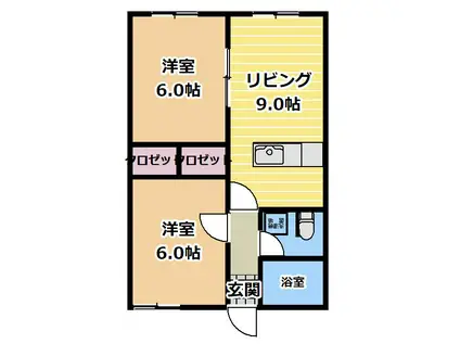 メゾングランデ(2LDK/2階)の間取り写真