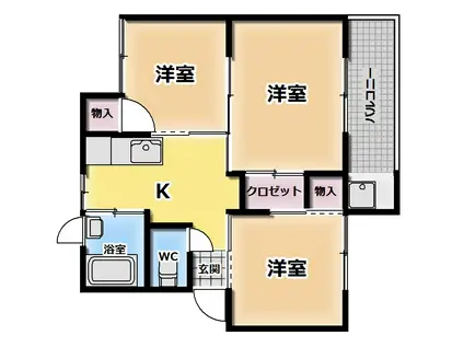 京都あすか(3K/2階)の間取り写真