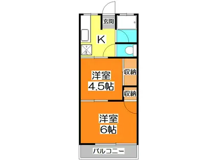 大橋マンション(2K/1階)の間取り写真