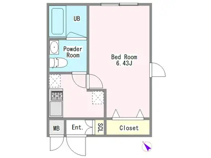グエルサカエ赤堤(1K/1階)の間取り写真