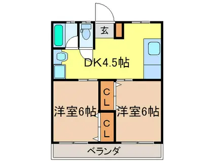安田マンション(2DK/4階)の間取り写真
