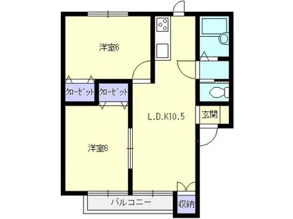 フラワーハイツ優(2LDK/2階)の間取り写真