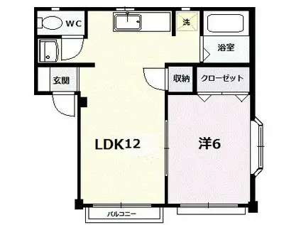 ニューエリール篠塚B(1LDK/1階)の間取り写真