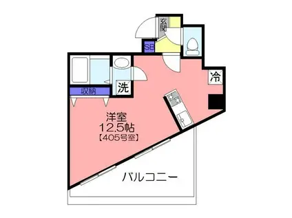 ツリーデン高島平(1K/4階)の間取り写真
