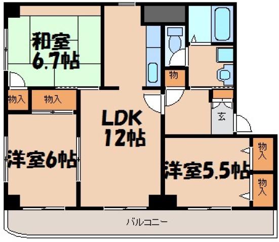 マルセンビル(3LDK/4階)の間取り写真