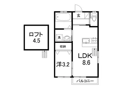 煉瓦の家SAKURAI(1LDK/2階)の間取り写真