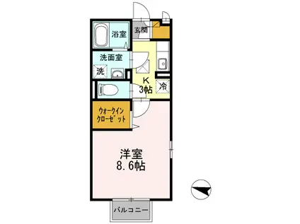 セジュールYAMAZAKI A(1K/1階)の間取り写真