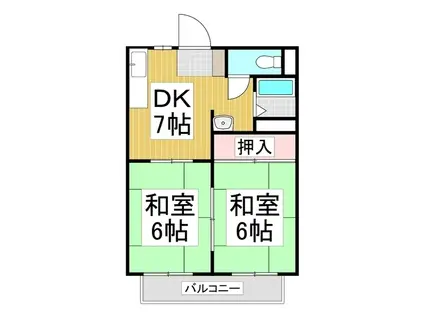 ハイツ南原(2DK/2階)の間取り写真