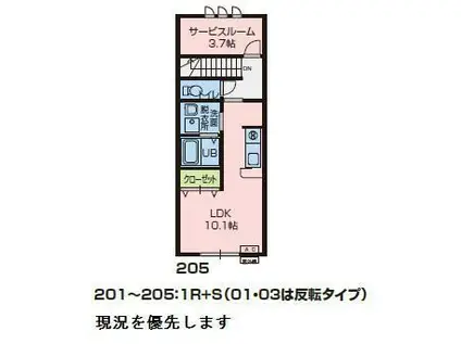 リジェール松波(1LDK/2階)の間取り写真
