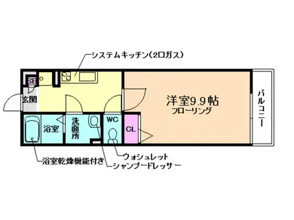 リブリ・竹島(1K/3階)の間取り写真