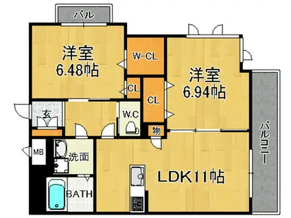 べレオ宝塚(2LDK/2階)の間取り写真