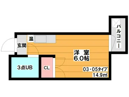 ロイヤル参番館(ワンルーム/3階)の間取り写真