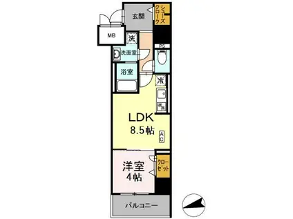 静岡市葵区鷹匠プロジェクト(1LDK/7階)の間取り写真