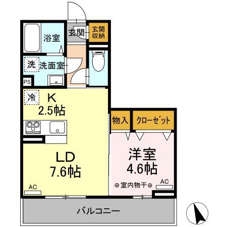 ルミエール篭田(1LDK/3階)の間取り写真