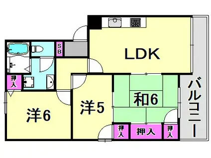 パルコート(3LDK/2階)の間取り写真