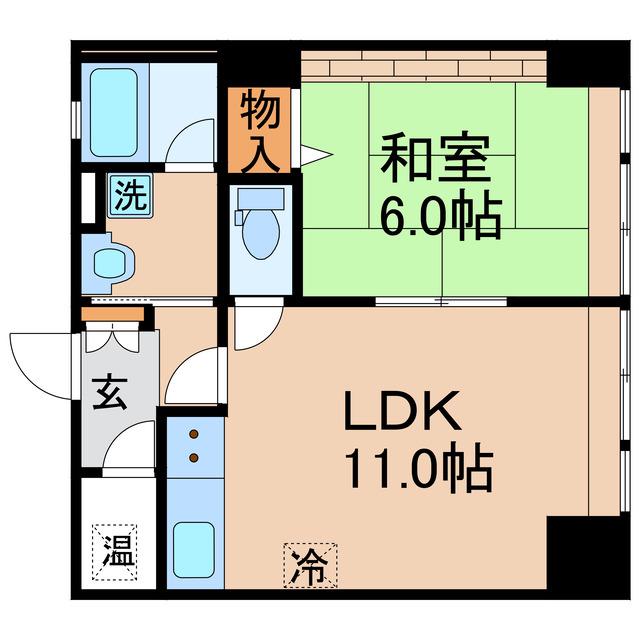 南海常磐ビル(1LDK/6階)の間取り写真