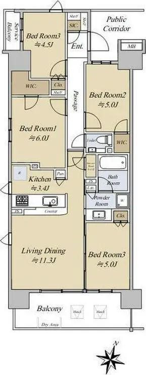 シティテラス横濱サウス 11階階 間取り