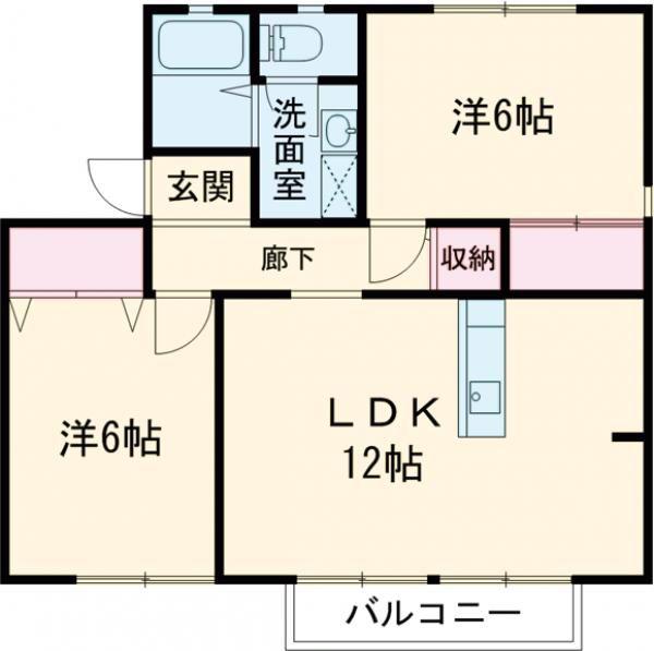 シェーンヴィラ B棟(2LDK/1階)の間取り写真
