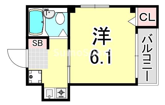 サンコート鷹取(1K/3階)の間取り写真