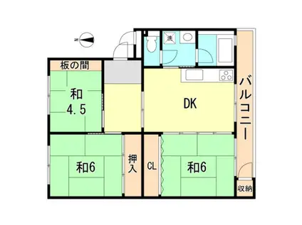 須磨一ノ谷グリーンハイツG棟(3DK/4階)の間取り写真