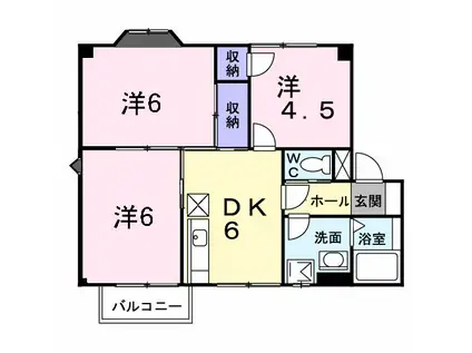 グリーンハウスII(3DK/2階)の間取り写真