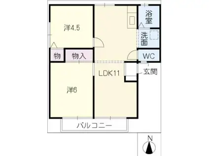 サンビレッジ長太の浦(2LDK/1階)の間取り写真